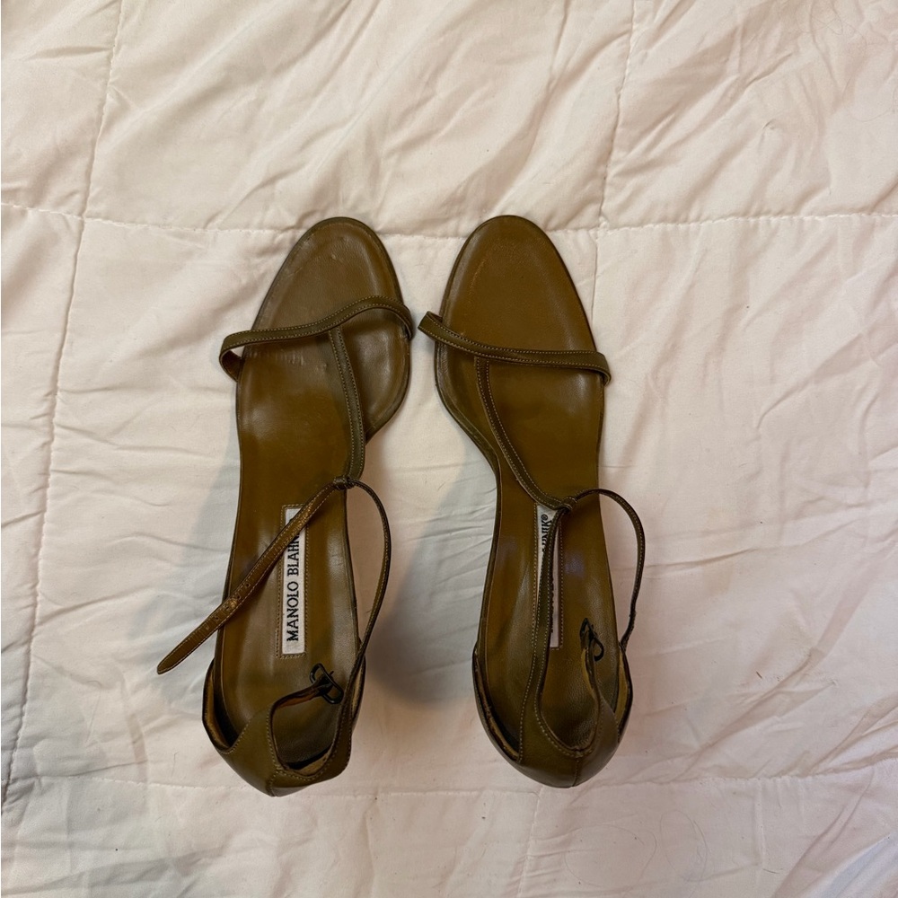 Manolo Blahnik Brown Leather Strappy Flats 39.5